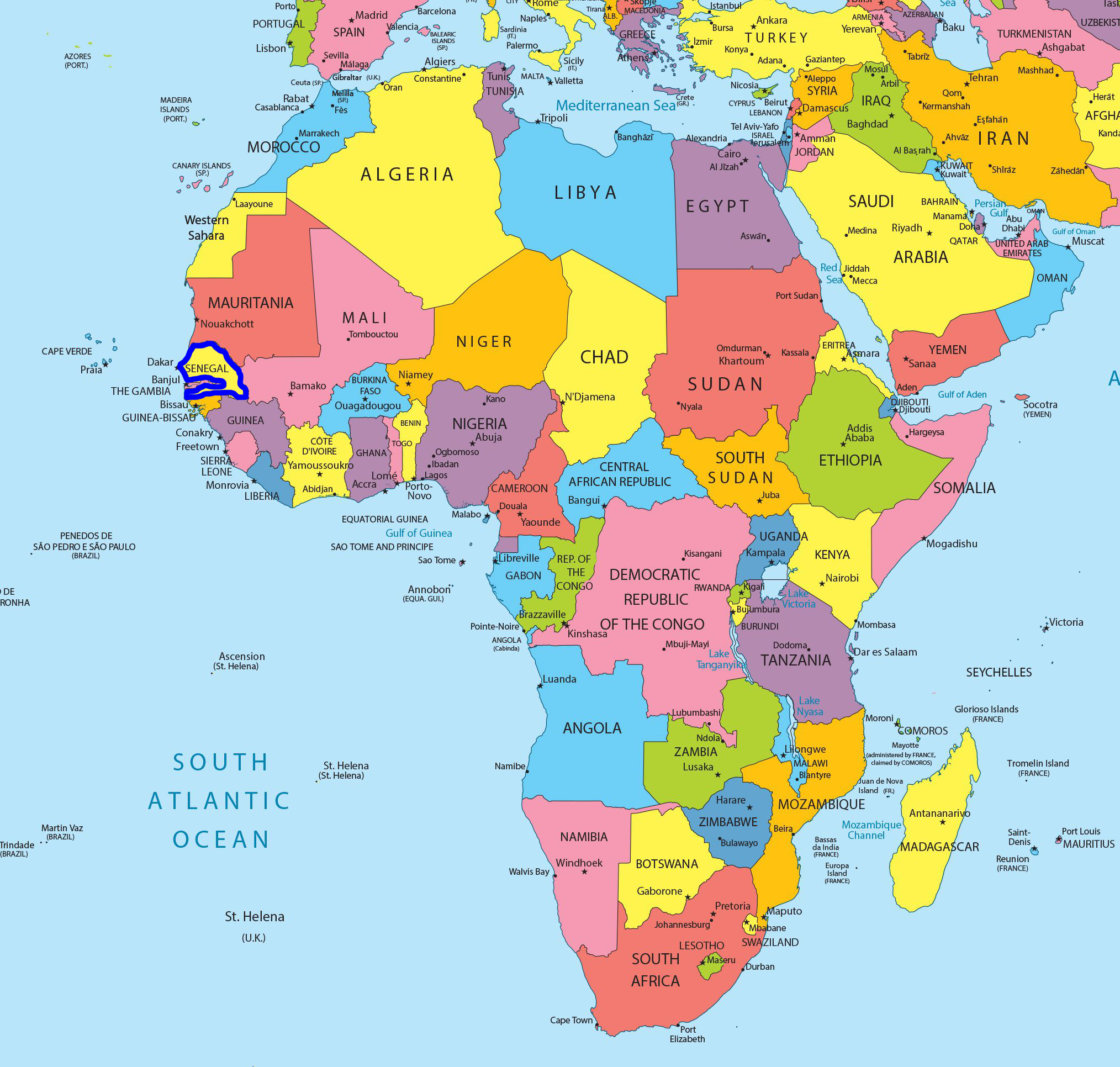 carte afrique tracée