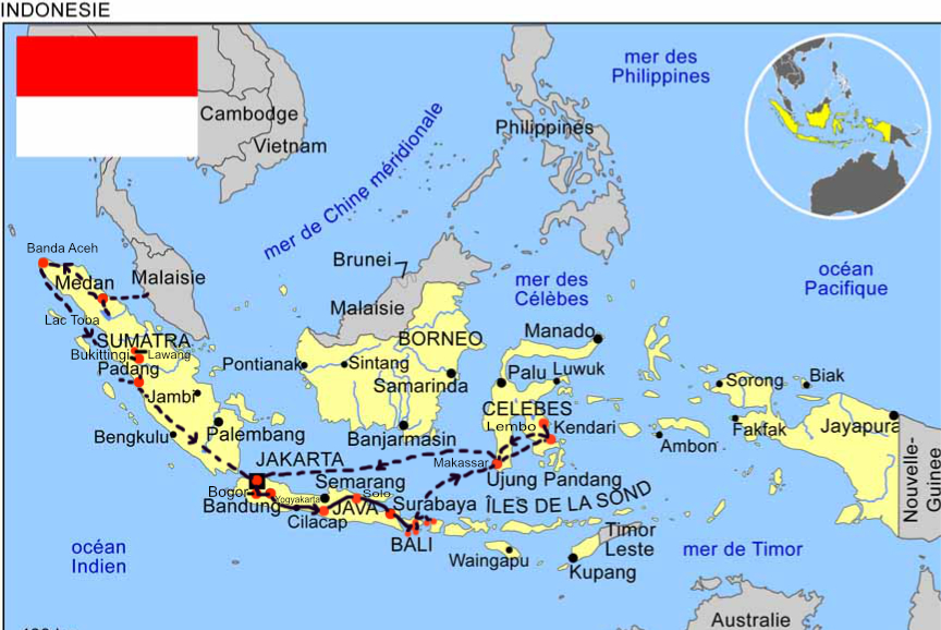 carte indonesie tracée