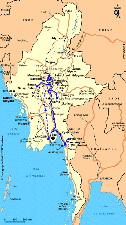 birmanie carte tracée