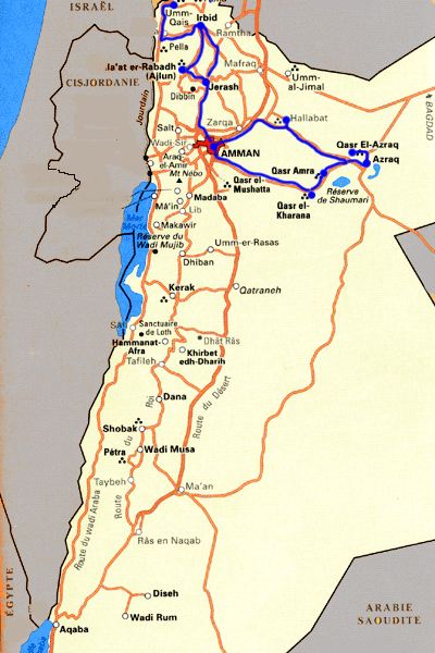 carte jordanie tracée
